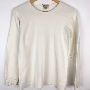 L.L. Bean White Cream Crew Neck Wool Cotton Sweater